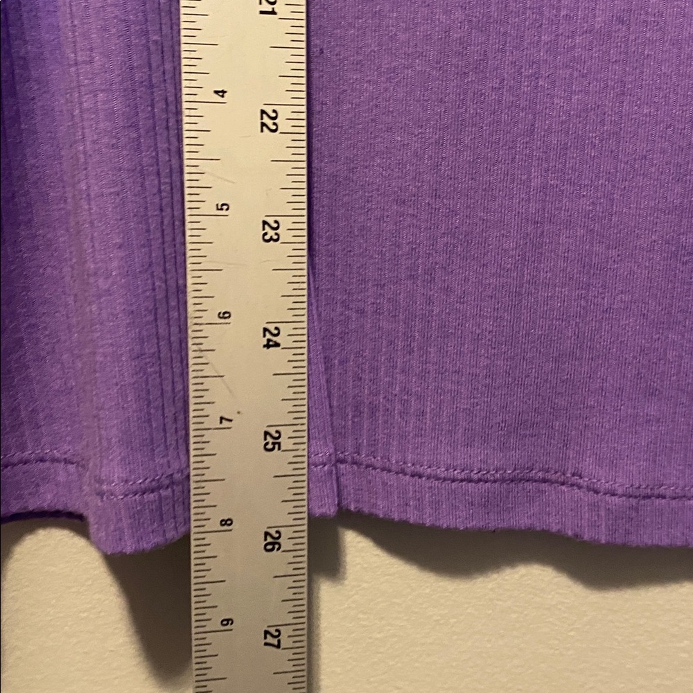 Talbots Lace Trim V-Neck Tee NWT Women’s 2X Purple Short Sleeve Ribbed Shirt - Picture 12 of 13